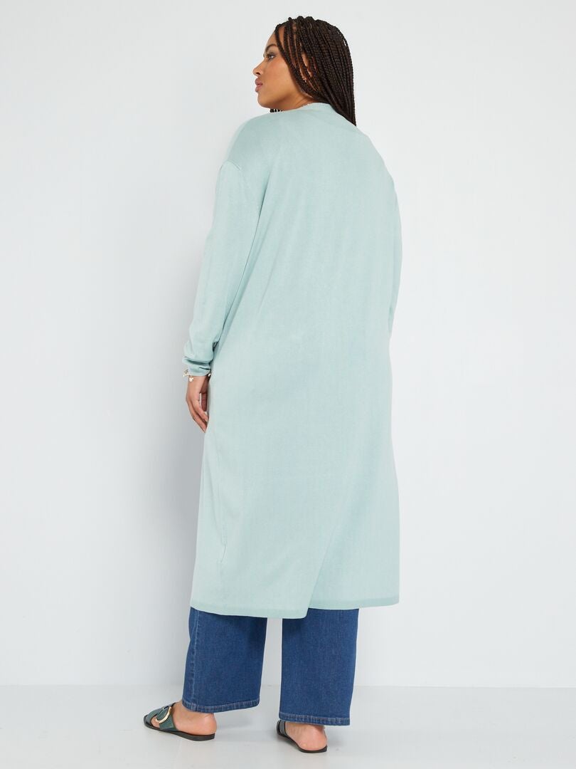 Lange gebreide cardigan - BLAUW