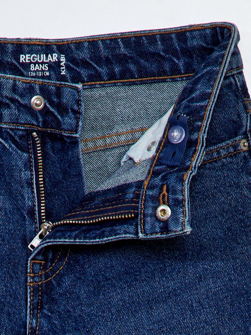 Calça jeans de corte regular com 5 bolsos - AZUL