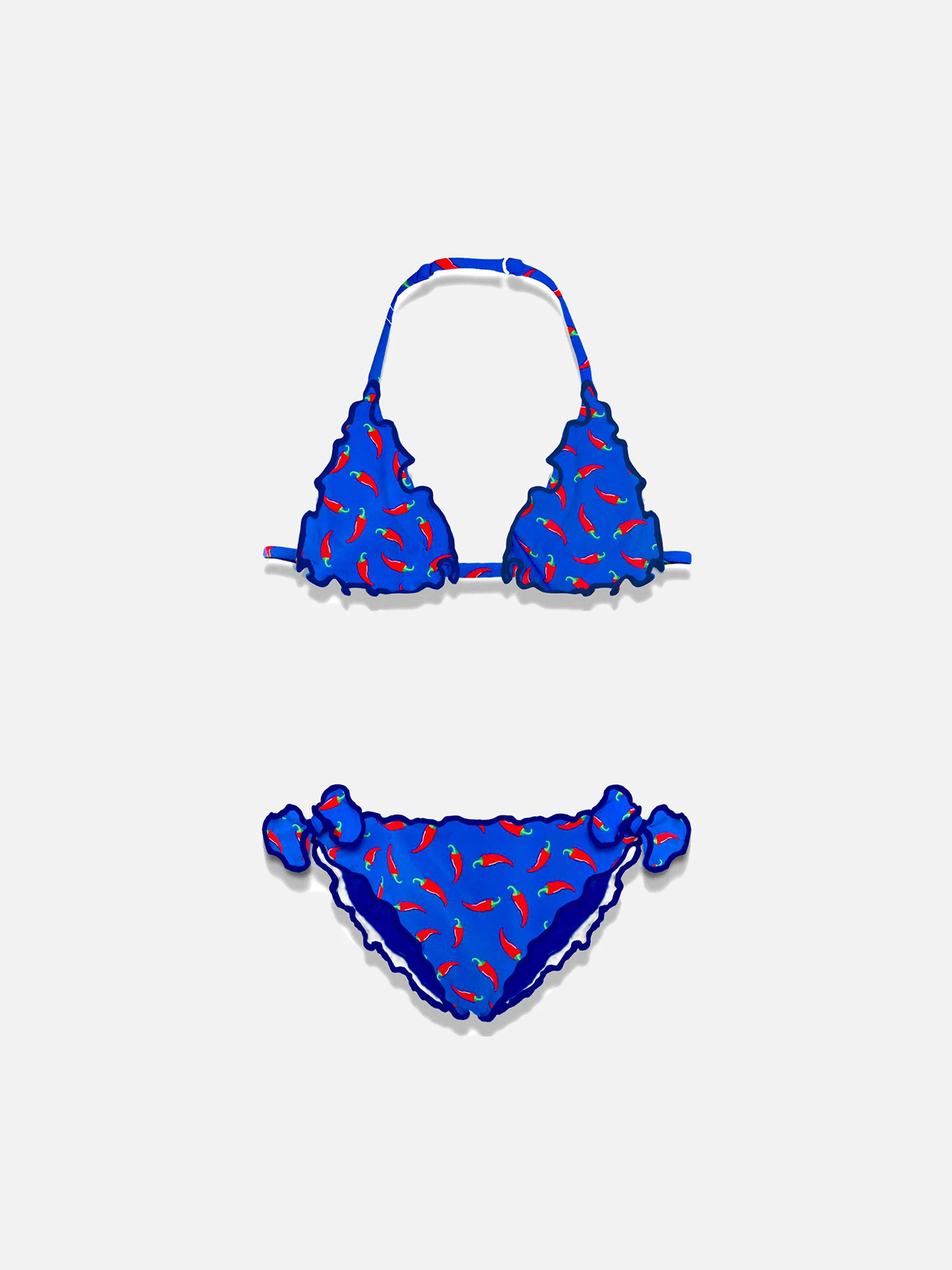 Triangelbikini voor meisjes met chilipeperprint