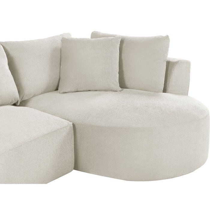 Canapé compressé modulable - 3/4 places - ADÈLE - Tissu Beige crème - Avec design courbes - 307 x 167 x 90 cm