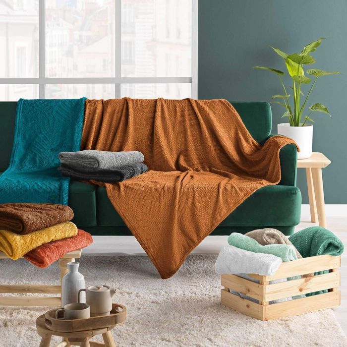 Plaid in flanella 125x150 cm - Stampa a motivi floreali - Blu