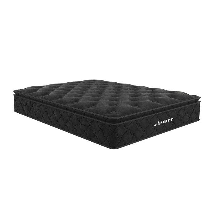 Juego de cama de 180 x 200 cm con base blanca con espacio de almacenamiento + colchón de muelles ensacados con topper integrado de 28 cm de grosor - BLACK DREAM de YSMÉE