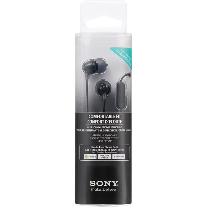 Auriculares intrauditivos Sony MDR-EX15APB con micrófono - Negro