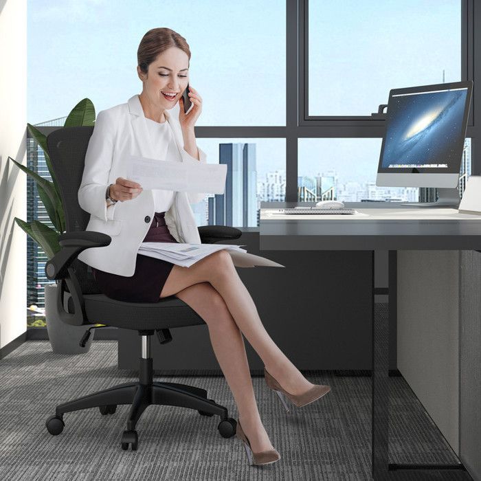 Silla de oficina giratoria 360° | Silla de oficina ergonómica | Altura y respaldo ajustables / Reposabrazos ajustables | Carga máxima