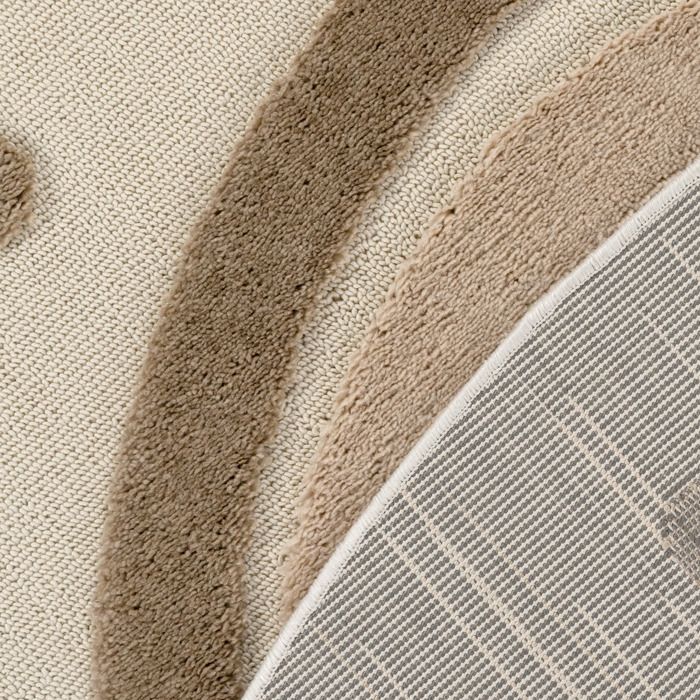 Alfombra redonda de felpa moderna 3D suave de Paco Home para dormitorio infantil, niña o niño, color crema beige, 120 cm de diámetro.