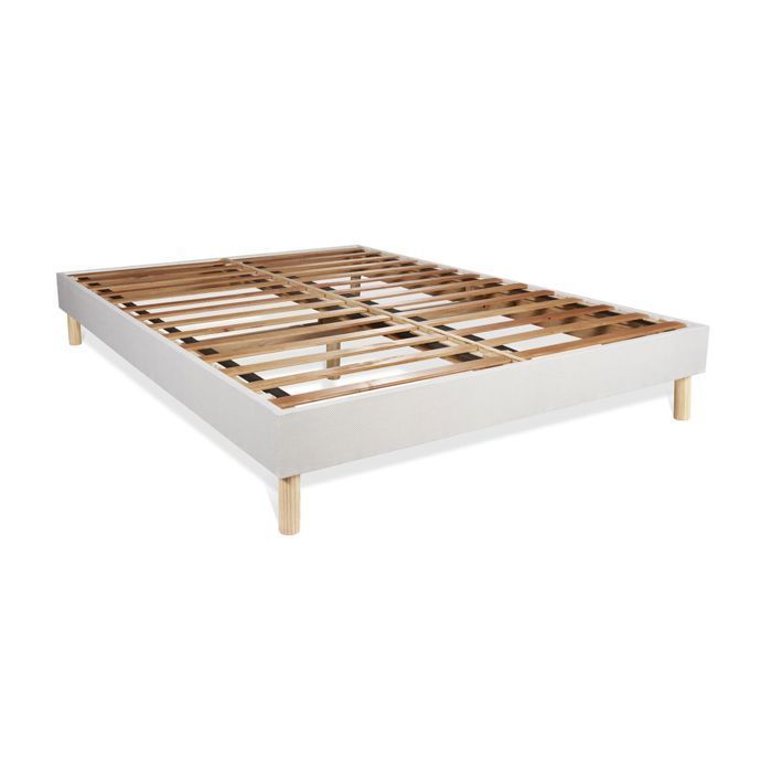 Juego de cama completo de 180x200 cm - Colchón + Base de cama blanca (requiere montaje) + 2 almohadas + Edredón - Actiflex Pl