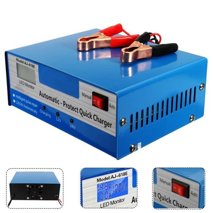 Chargeur de batterie de voiture - Intelligent - 12V/24V - 10A - Automatique - LCD