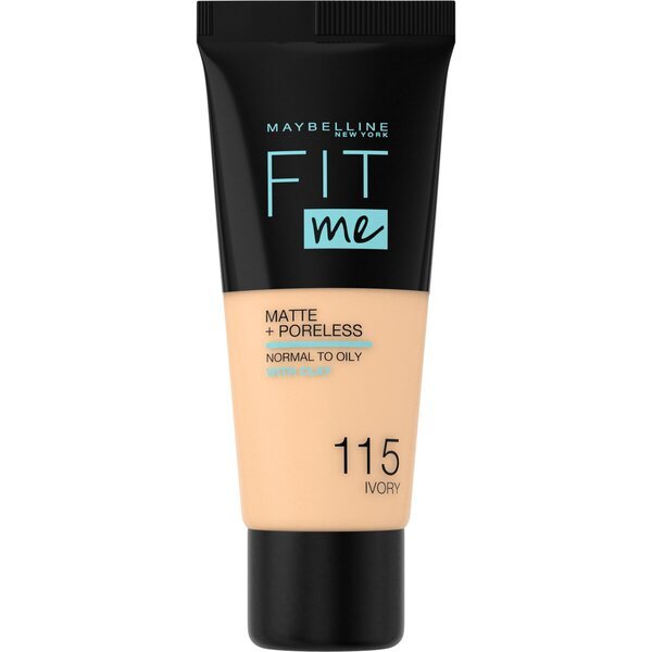 „Maybelline New York Fit Me Matte & Poreless 115 Ivory“ makiažo pagrindas