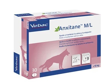 VIRBAC Virbac Anxitane M/L Suplemento alimentar antiestresse para cães 30 comprimidos Efeito relaxante e melhora o aprendizado