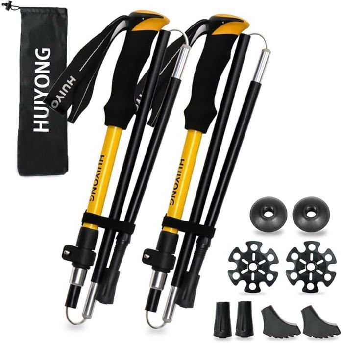 Bastones de senderismo telescópicos plegables | Bastones de marcha nórdica para hombre y mujer | Bastones de trekking ultraligeros