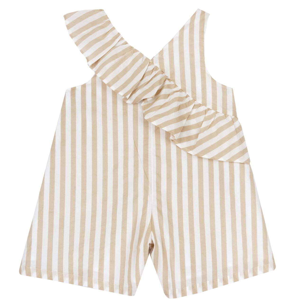 Salopette beige à rayures et volants