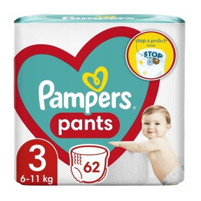 Pampers Couches 6-11kg, taille 3-MIDI, 62pcs - 8006540069233