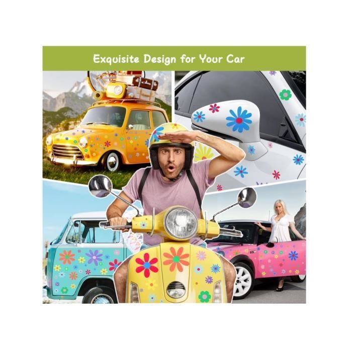 90 pegatinas para coche, pegatinas de flores de vinilo para decoración exterior de automóviles, accesorios de decoración para coches
