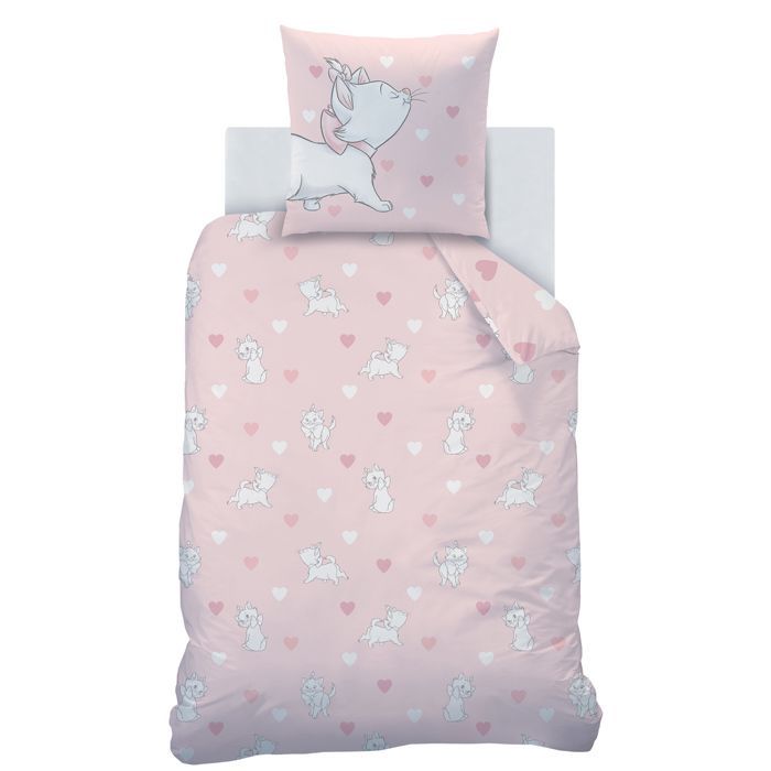 Kinderbeddengoedset 100% katoen - DISNEY DE ARISTOCATS LOVE - Roze - 140x200+63x63cm