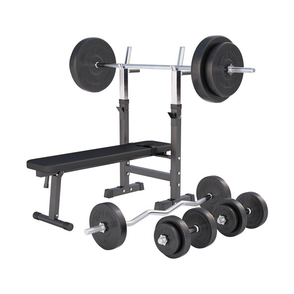 Vektbenk med vektstangsett, 100 kg, svart