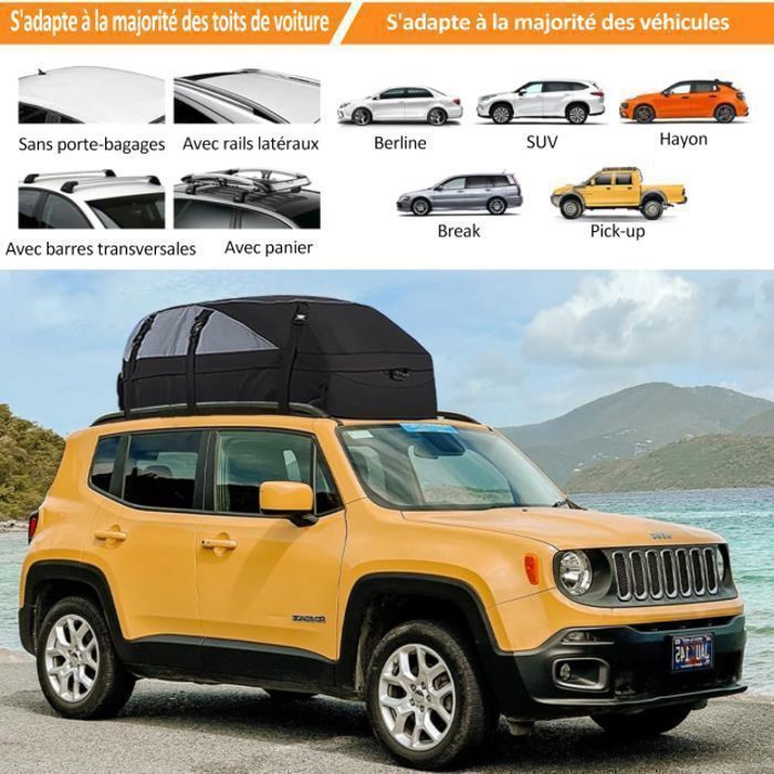 Bolsa de techo para coche Sailnovo - 585L - Cofre de techo plegable - Tejido Oxford impermeable - Compatible con o sin barras de techo