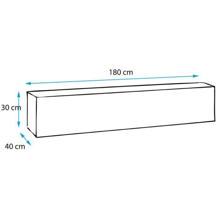 Mueble de TV mural para salón - 1 puerta con 3 compartimentos - Blanco - Ancho 180 x Profundidad 30 x Alto 40 cm - Modelo Aitana M2