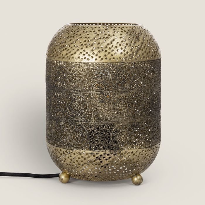 Lampada da tavolo Aerba in metallo dorato