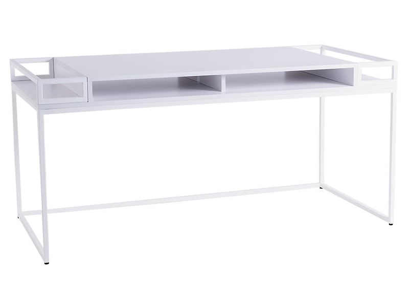 Biurko K1 140 cm z półkami białe