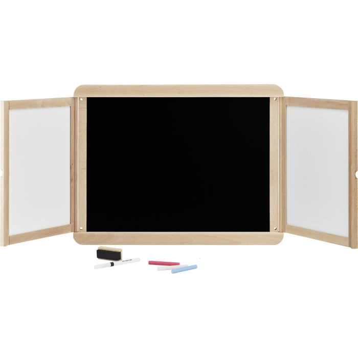 Triptych wall art - JEUJURA - Chalkboard, 2 panels, white and chalk sides