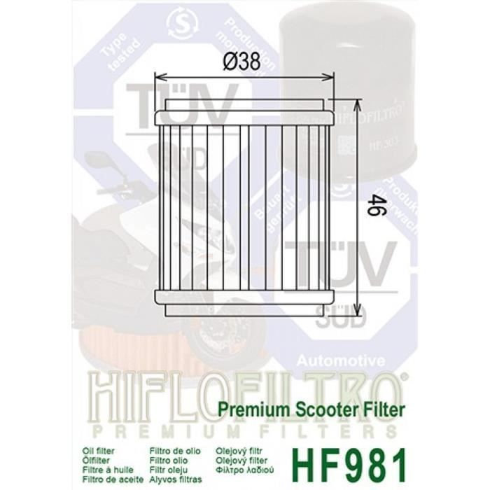 Filtre à huile Hiflofiltro pour Scooter Yamaha 125 Xmax 2006 à 2020 Neuf