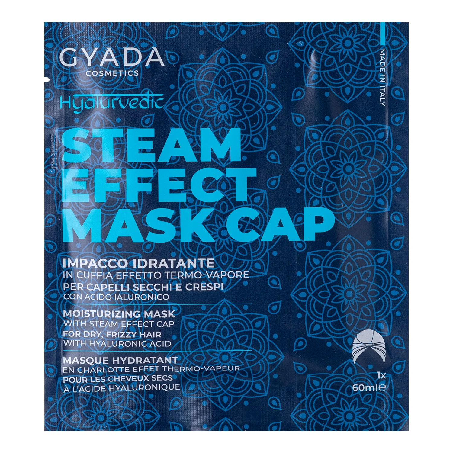 Hyalurvedic Impacco Idratante in Cuffia Termo-Vapore - Maschera Rivitalizzante Capelli
