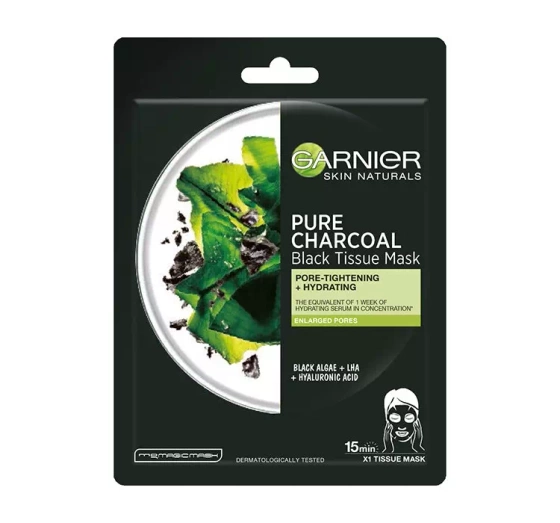 Garnier Pure Charcoal oczyszczająca maska na tkaninie z węglem 1 sztuka