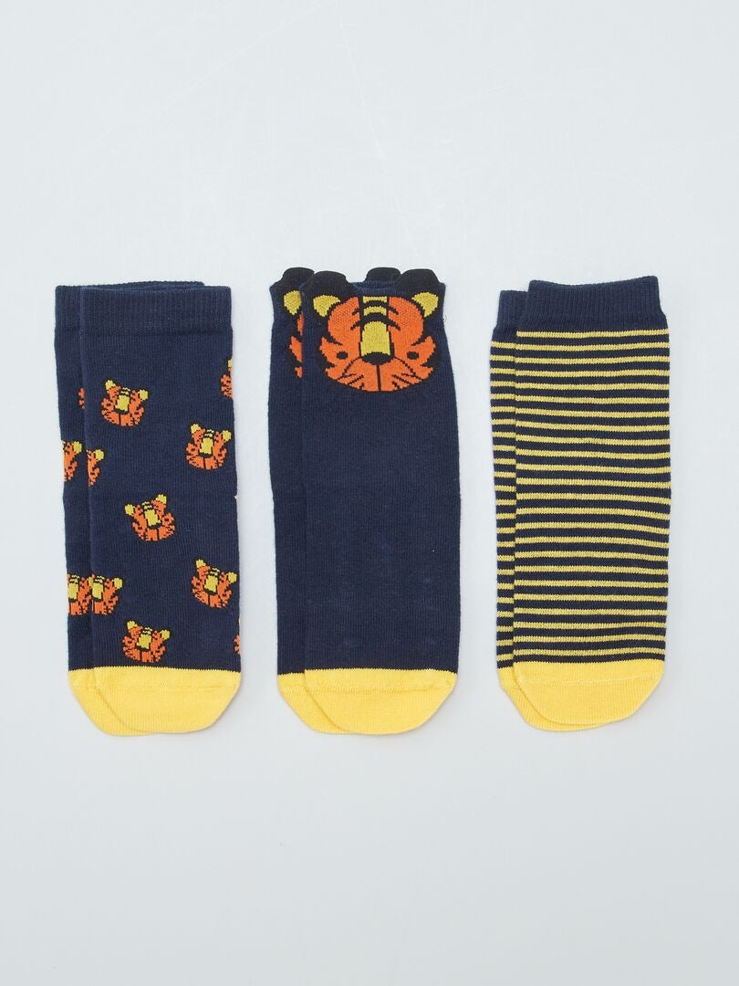 Set van 3 paar antislipsokken - BLAUW