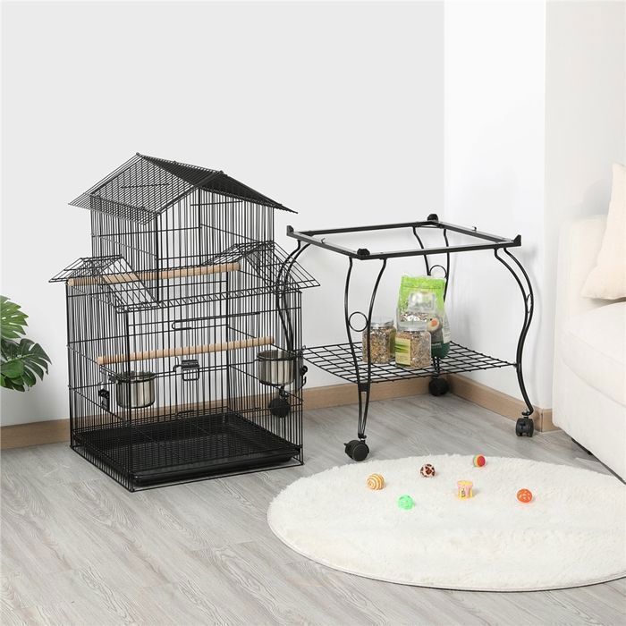 Yaheetech Cage oiseaux sur Roulettes Perruche Perroquet Canari Calopsitte Conure Pinson Inséparable Exterieur 59 x 59 x 139,5 cm