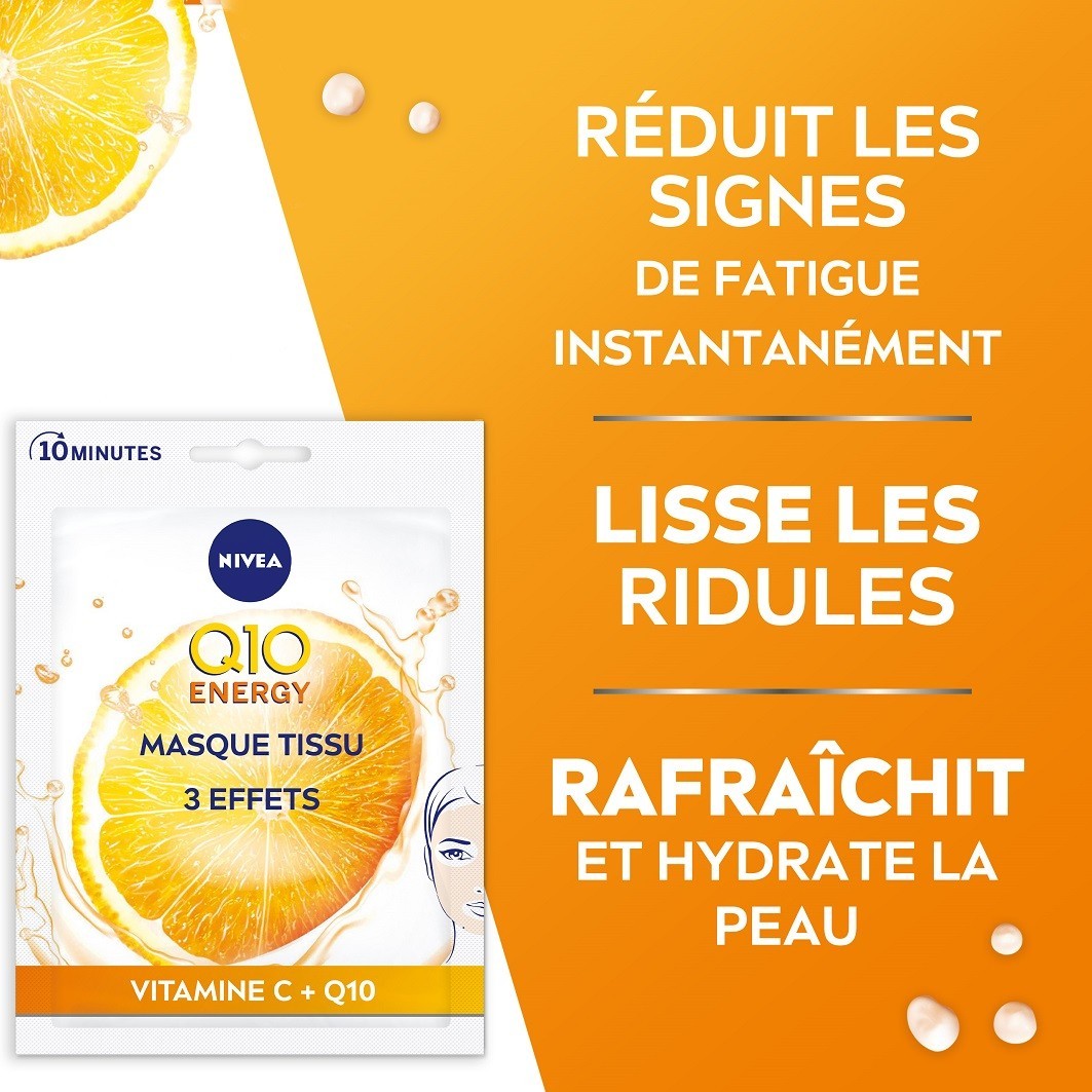 NIVEA Masque tissu visage Energy Vitamine C et Q10