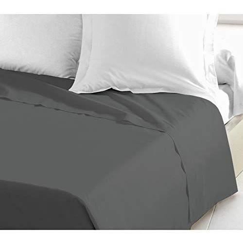 LOVELY HOME Lenzuolo piano 100% cotone 240x300 cm Grigio scuro