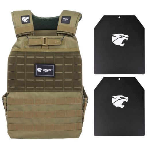  Fitness Tech Weighted Vest with Weight Plates (Green)