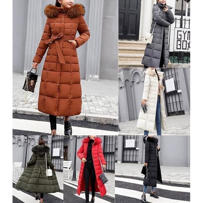 Damen-Steppparka mit Kapuze für lange Wintertage, warm, schwarz – Fällt klein aus (fällt kleiner aus, entspricht nicht europäischen Größen).