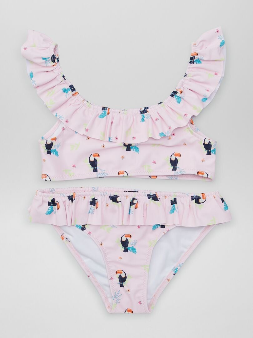 Badpak met tropische print - 2-delig - ROZE