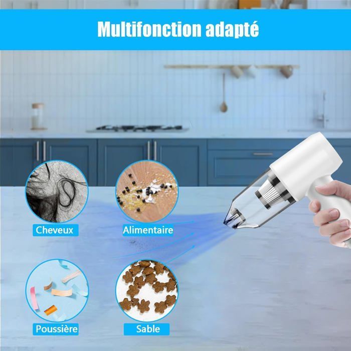 Aspiradora portátil inalámbrica de 12.000 Pa y 360 g, potente aspiradora para coche y hogar.