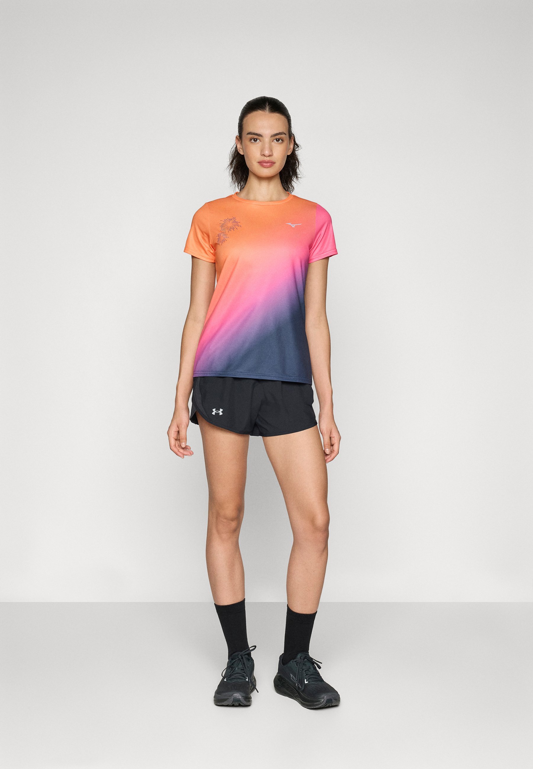 Mizuno SUMMER PACK T-shirt - Sportief T-shirt - zwart/blauw/oranje