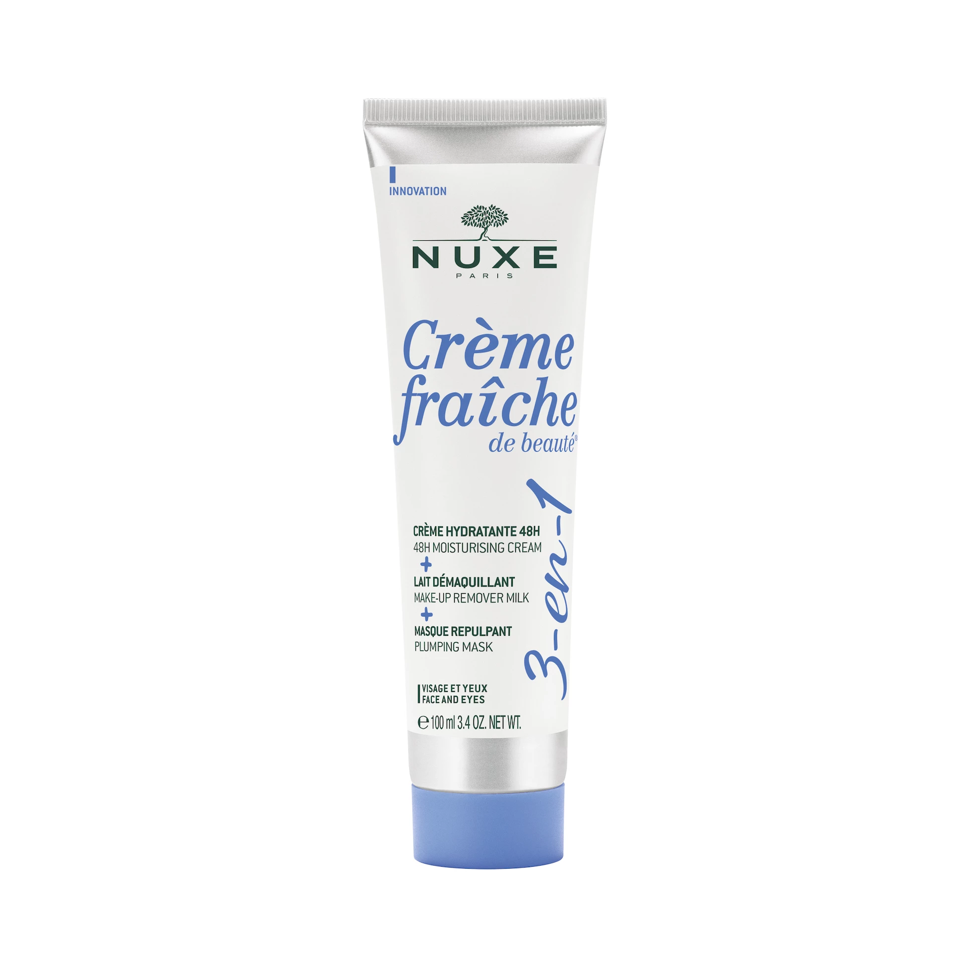 Crème Fraîche De Beauté 3 az 1-ben 48 órás hidratáló krém, sminklemosó tej, teltségnövelő maszk 100 ml - NUXE