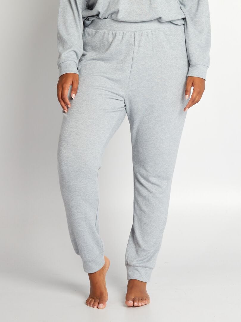 Calça de pijama de malha macia - modelo jogger - AZUL