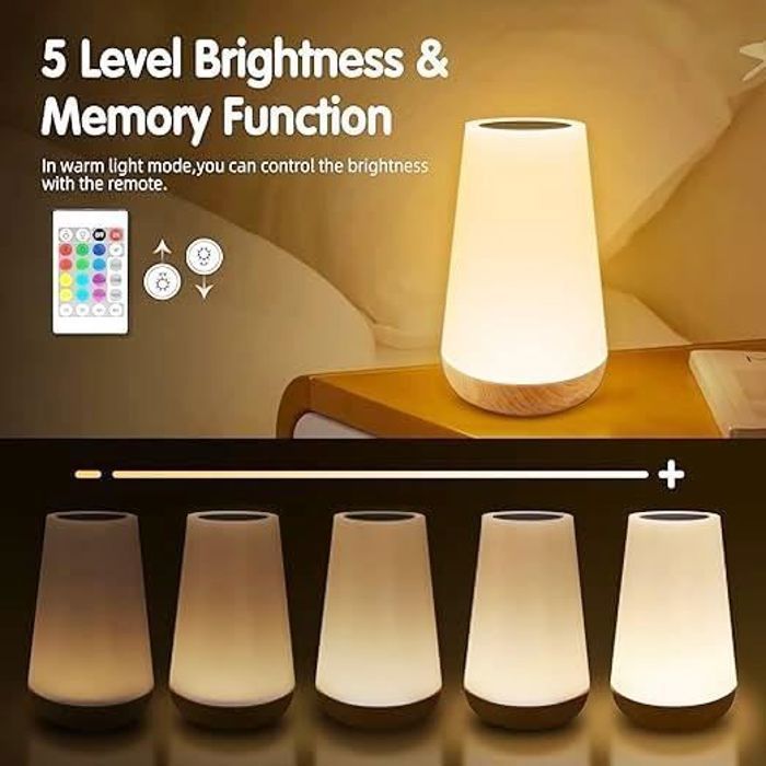 Lámpara de noche infantil, lámpara de noche para bebés, lámpara de noche LED, lámpara de mesita de noche con función de memoria y función de atenuación táctil, regalo.