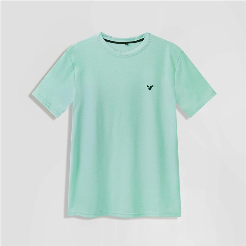 Camiseta básica clásica de verano 2020 para hombre, 100% algodón, informal, bordada, manga corta, cuello redondo, lisa, azul y verde.