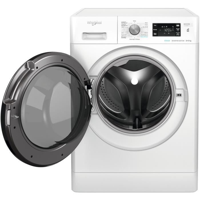 Lavadora-secadora WHIRLPOOL PFFWDB864349BVFR - 8/6 kg - Inducción - 60 cm de ancho - 1400 rpm - Blanca