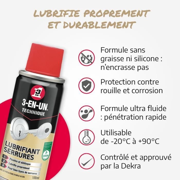 3-in-1-Technik-Schmiermittel für Schlösser, Aerosol – 100 ml