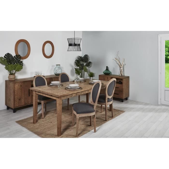 Set of 2 - MEDAILLON Chair Grey - Fabric with Wooden Legs
