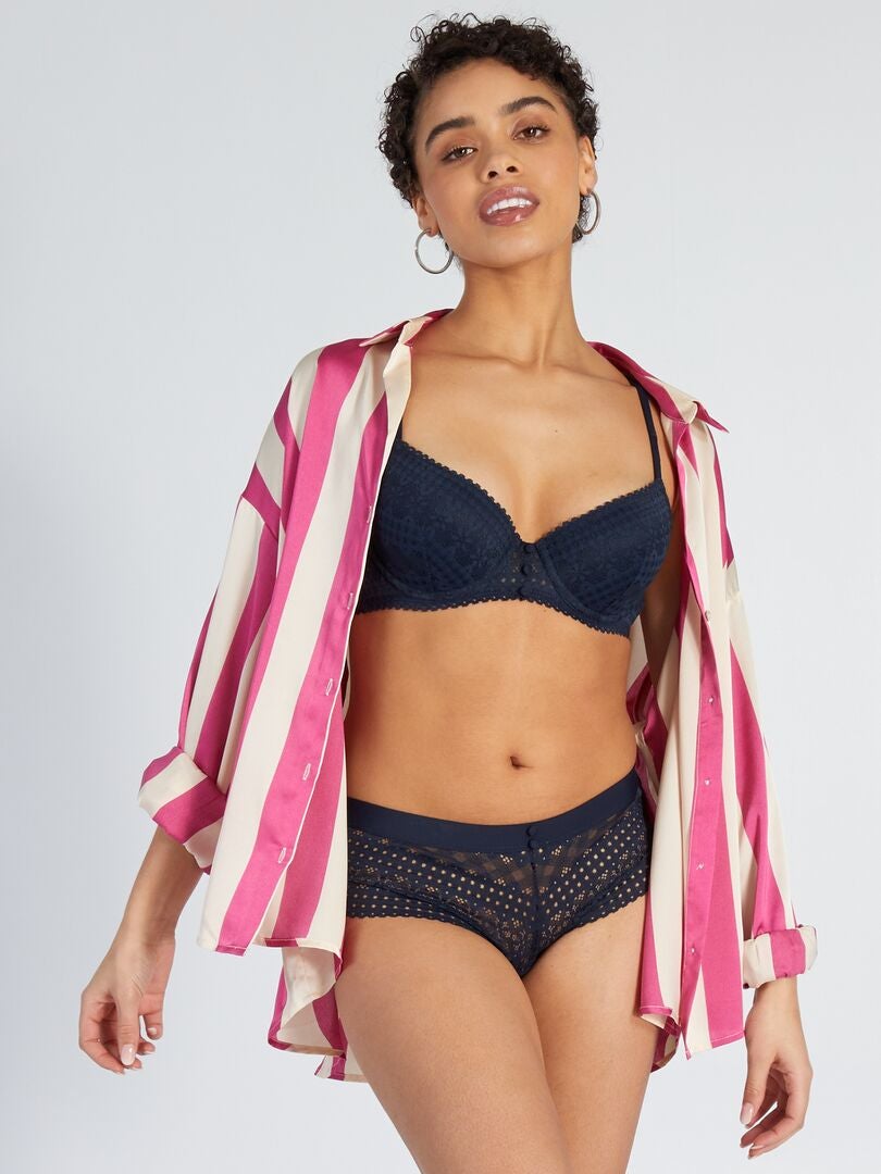 Sutiã Push-Up de Renda - Azul