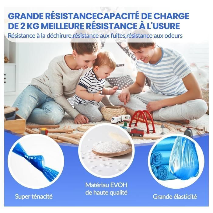 Confezione di ricarica per cestino pannolini da 12 pezzi, sacchetti per cestino pannolini antiodore di grande capacità e ricariche, R RICARICA PER CESTINO PANNOLINI