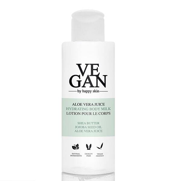 Leche corporal hidratante vegana con aloe vera de Happy Skin, 100 ml.