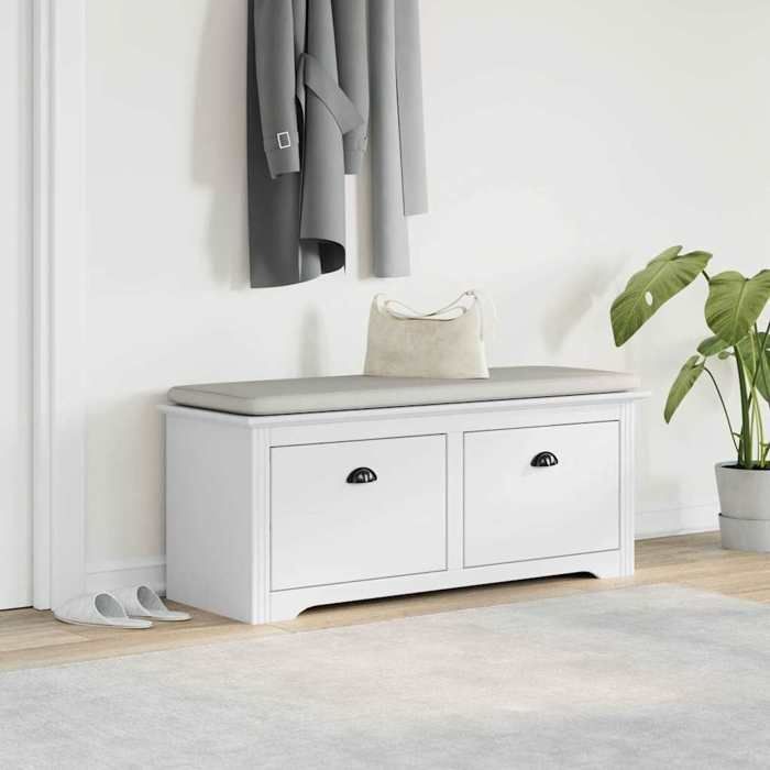 VidaXL BODO halbank, wit, 114x40x45 cm, bank, halbank, opbergbank, entreebank, halmeubel 4016869