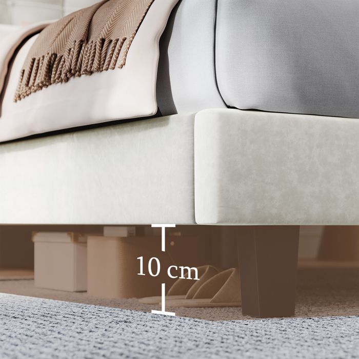 HavenlyHome bed van 180x200 cm, gestoffeerd bed, fluwelen hoofdbord, tweepersoonsbed met lattenbodem, bed voor 2 volwassenen