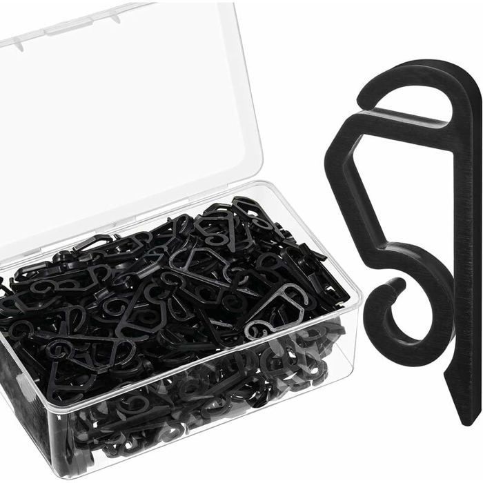100 Weatherproof Outdoor Christmas Light Clips for Gutter Festive Decoration, Black Series Lights
