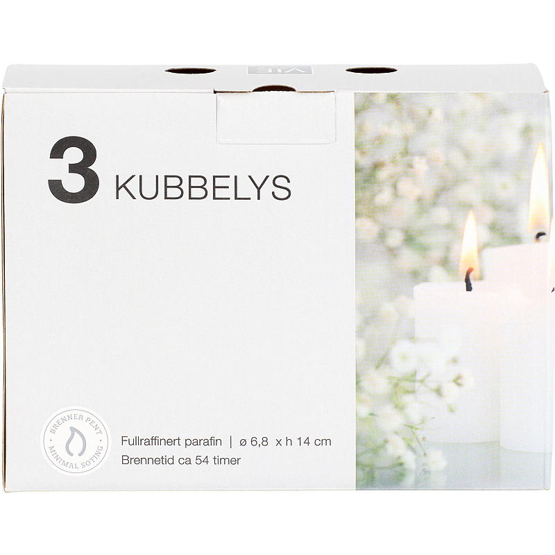 Vie Home Cube lys 3-pak ø 6,8x14 cm